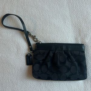 Black Coach Signature Pleated Wristlet